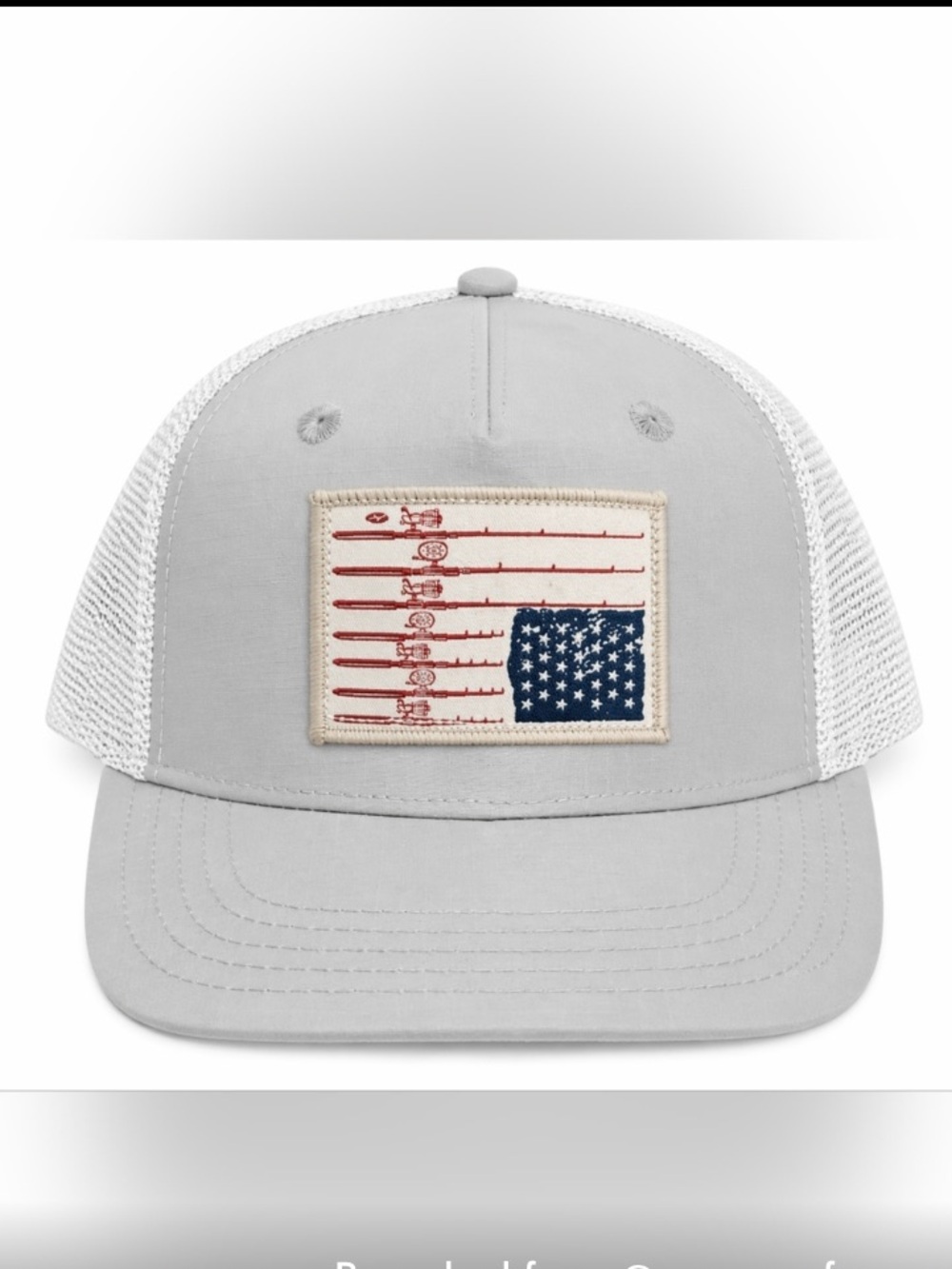 San Diego Hat Company Trucker Hat with Flag Patch Light Gray and White NWT